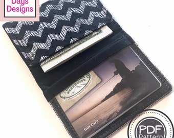 Fabric Wallet PDF SEWING PATTERN, Digital Download, How to Make a Handmade Cloth Money and Card Holder, Simple Minimalist Project Tutorial