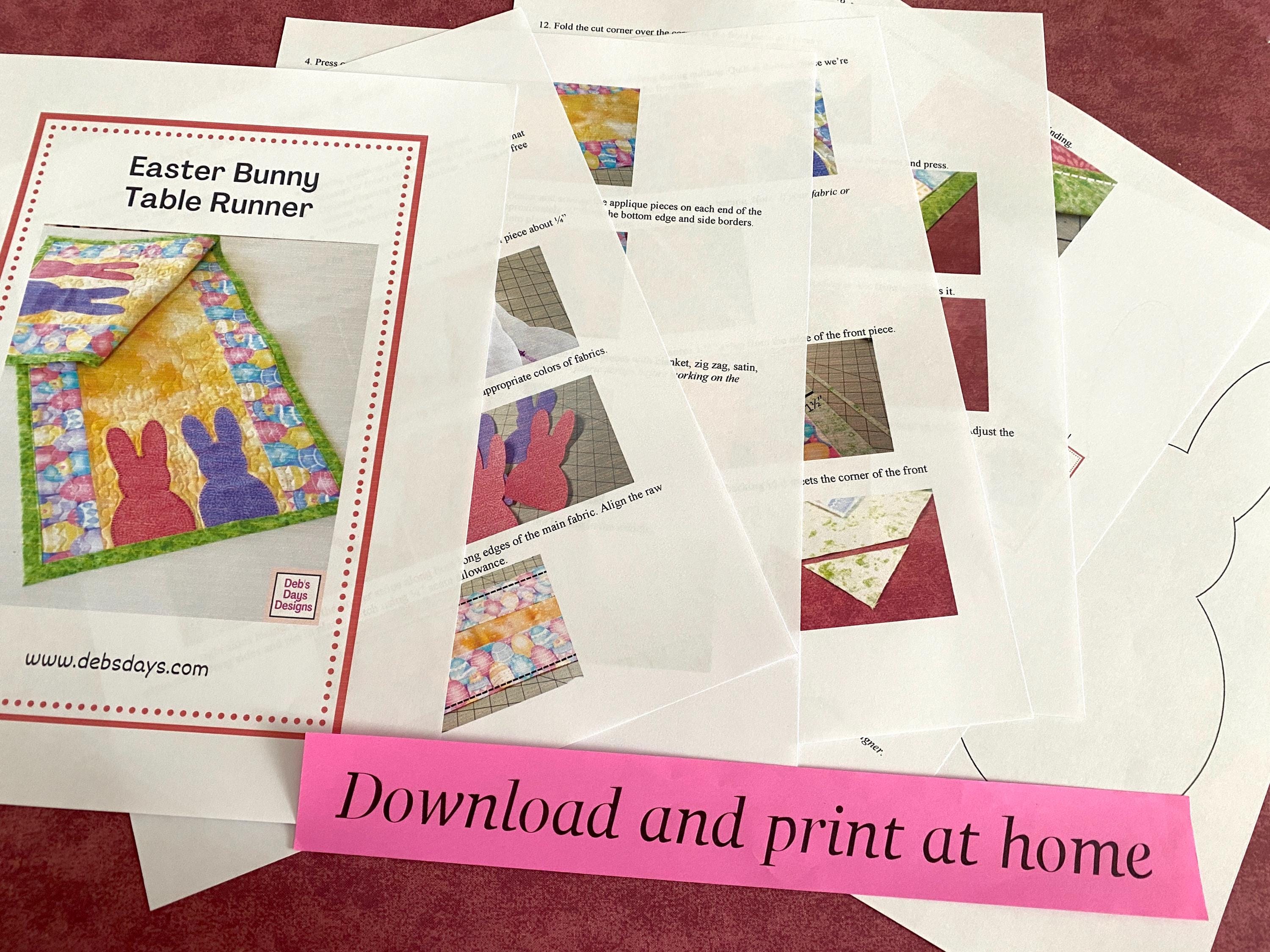 Easter Bunny Table Runner PDF QUILTING PATTERN, Digital Download, How ...