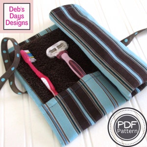 Toiletry Case Roll PDF SEWING PATTERN, Digital Download, How to Make a Roll Up Travel Organizer Pouch, Fabric Storage Holder Tutorial