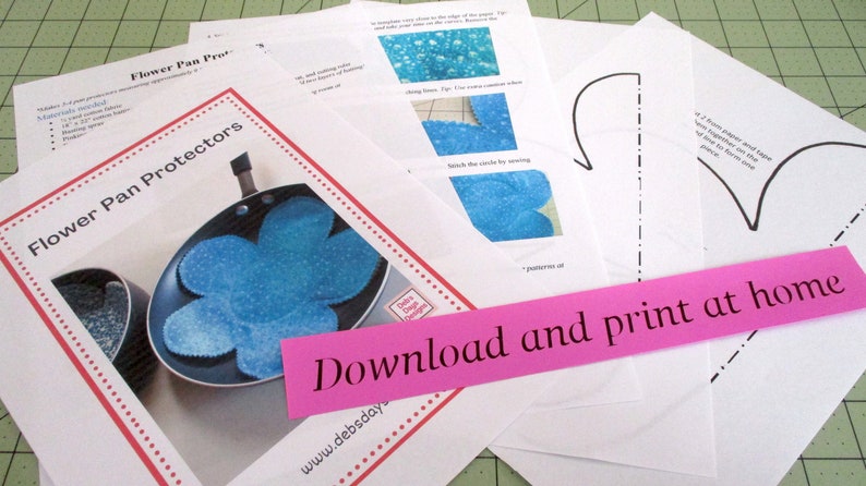 Flower Fabric Pan Protectors PDF SEWING PATTERN, Digital Download, How to Sew Padding for Pots, Bowls, and Dishes, Floral Kitchen Project 画像 3