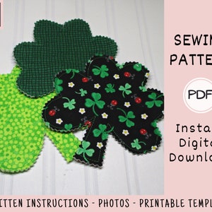 Easy St. Patrick's Day Coasters PDF SEWING PATTERN, Digital Download, How to Make Handmade Shamrock Fabric Drink Coaster Set, Fast Tutorial image 3