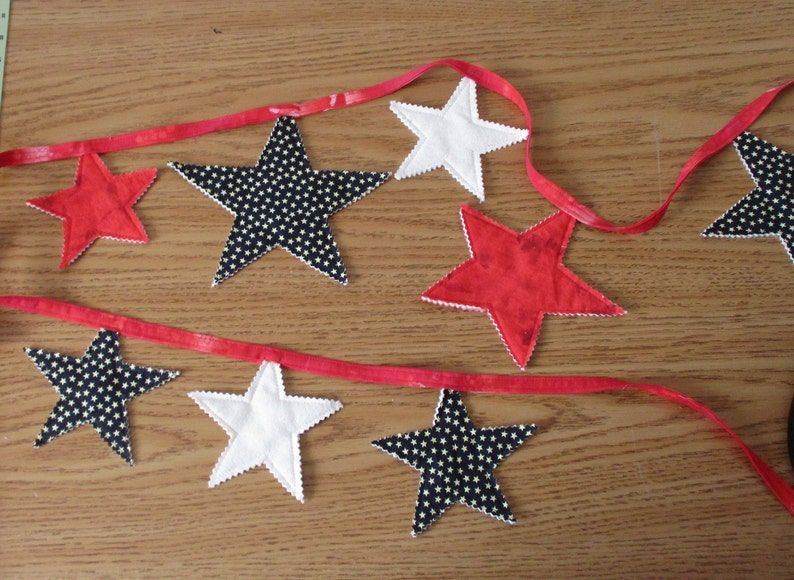 Star Garland PDF SEWING PATTERN, Digital Download, How to Sew a Fabric 4th of July Bunting Banner, Easy Americana Holiday Party Decorations image 3