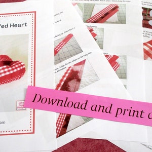 Scrappy Fabric Hearts PDF SEWING PATTERN, Digital Download, How to Make Handmade Valentine's Day Quilted Stuffed Shapes, Tiered Tray Decor image 2