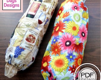 Grocery Bag Holder PDF SEWING PATTERN, Digital Download, How to Make a Fabric Storage Container, Organize Plastic Sacks & Kitchen Trash Bags