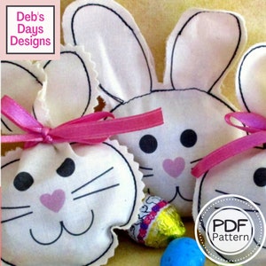 Fabric Easter Treat Bags PDF SEWING PATTERN, Digital Download, How to Make Printable Candy Pouches, Refillable Bunnies Tutorial Bild 1