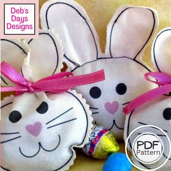 Fabric Easter Treat Bags PDF SEWING PATTERN, Digital Download, How to Make Printable Candy Pouches, Refillable Bunnies Tutorial