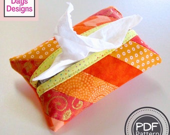 Quilted Pocket Tissue Holder PDF SEWING PATTERN, Digital Download, How to Make a Decorative Fabric Travel Tissue Case, Small Gift Tutorial