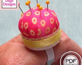 Finger Pincushion PDF SEWING PATTERN, Digital Download, How to Make a Mini Pincushion for Quilting Crafting Sewing, Quick and Easy Tutorial