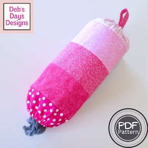 Ombre Grocery Bag Holder PDF SEWING PATTERN, Digital Download, How to Make a Fabric Strip Storage Container, Organize Plastic Kitchen Sacks