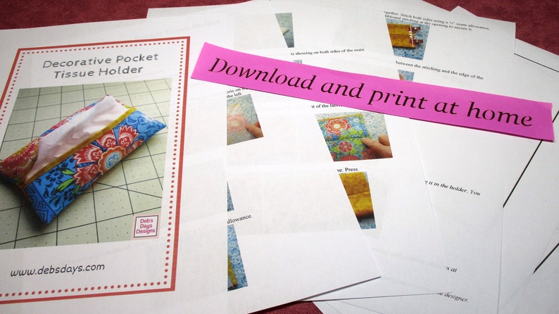 Pocket Tissue Holders PDF SEWING PATTERN Bundle, Digital Download, How to Make Decorative Cotton Fabric Cases, Easy Travel Pouch Tutorial image 4