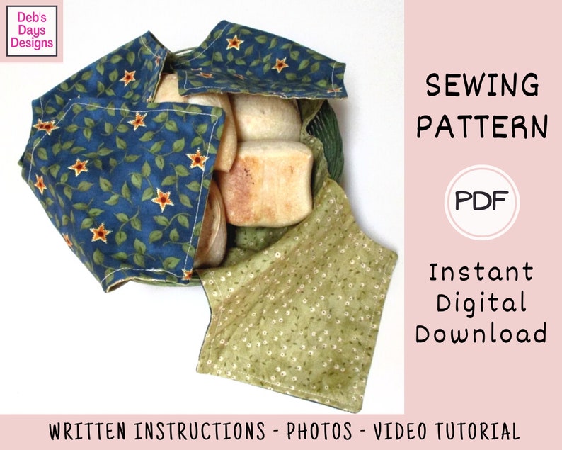 Cloth Bread Basket Liner PDF SEWING PATTERN Instant Digital Etsy