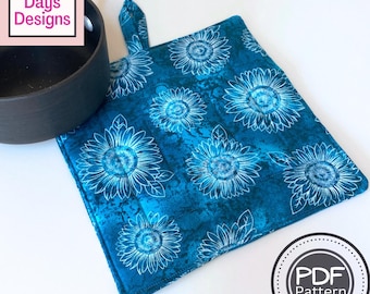 Quick and Easy Potholder PDF SEWING PATTERN, Digital Download, How to Sew a Quilted Fabric Hot Pad Tutorial