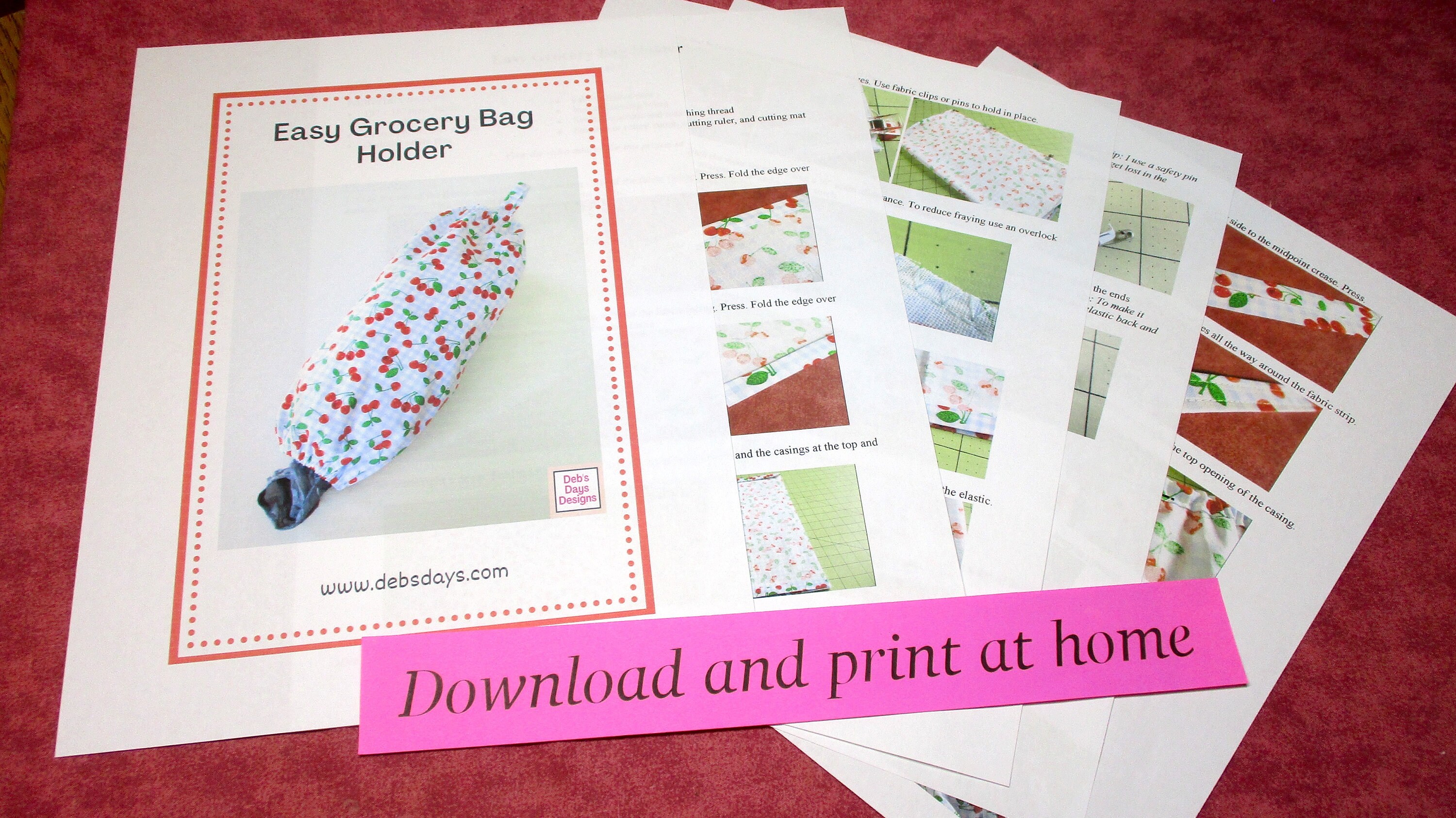 Grocery Bag Holder PDF SEWING PATTERN, Digital Download, How to Make a ...