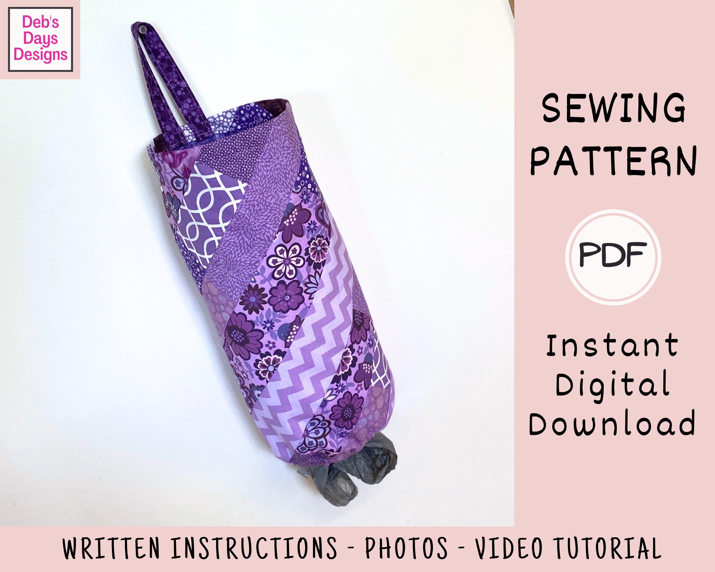 Scrap Fabric Grocery Bag Holder PDF SEWING PATTERN, Digital Download ...