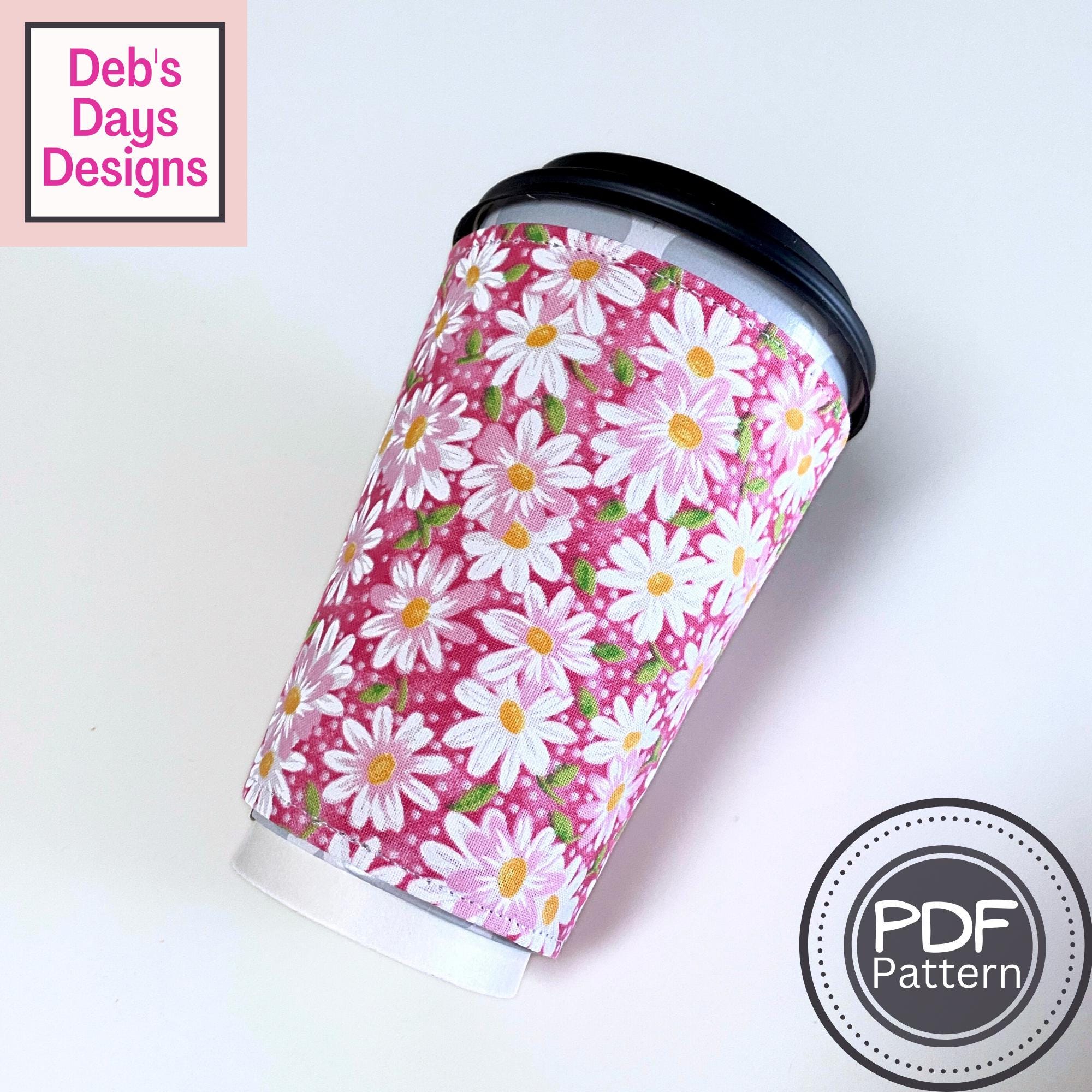 Easy Coffee Cup Sleeve PDF SEWING PATTERN, Digital Download, How to Make a Cloth Beverage Cover, Fabric To Go Mug Cozy Tutorial