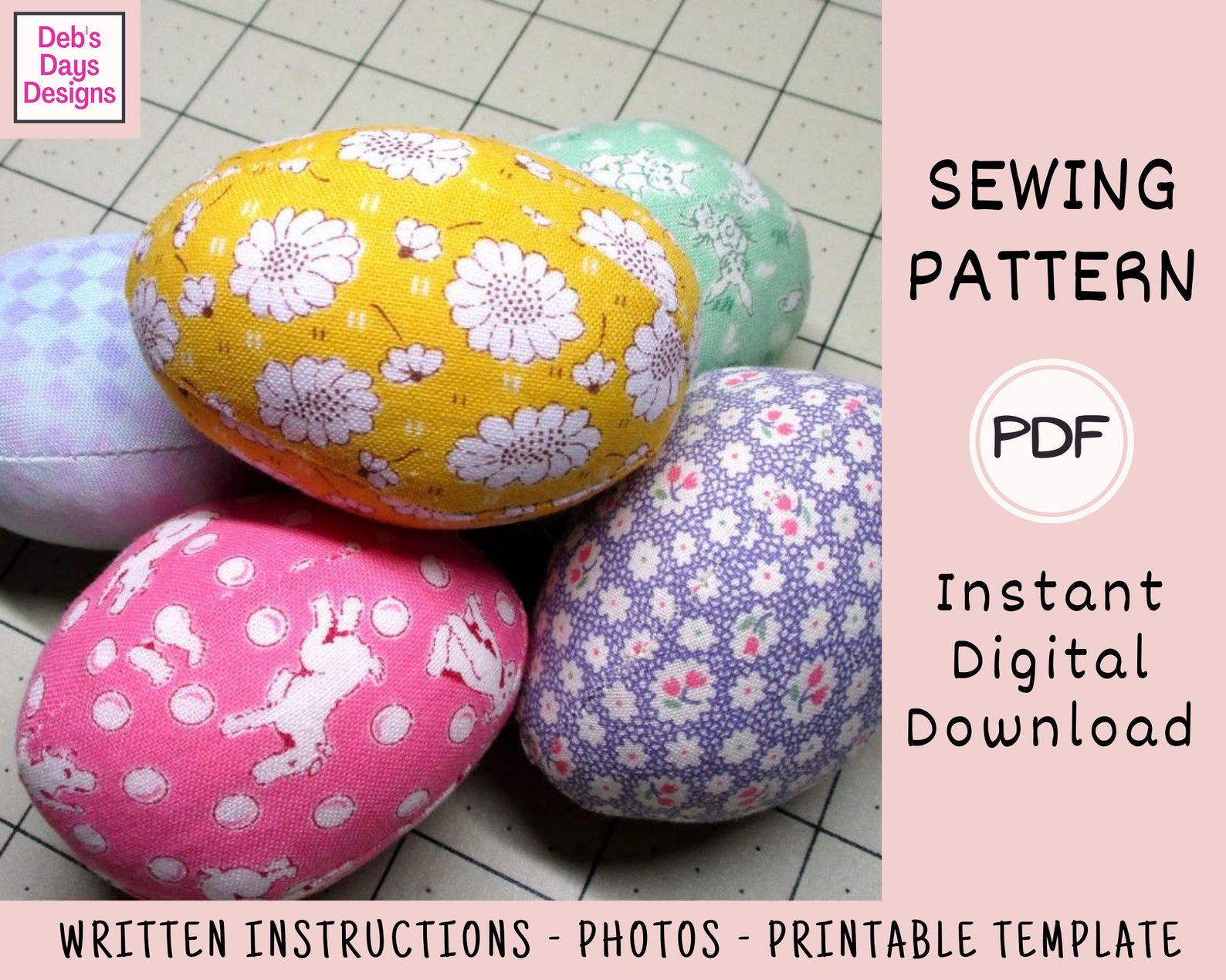 Fabric Easter Eggs PDF Sewing PATTERN Digital Download Etsy