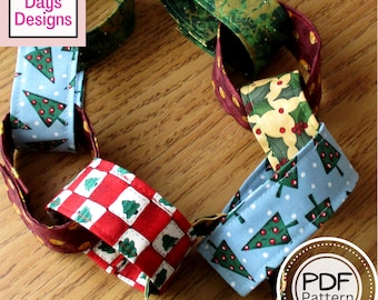 Countdown Chain Garland PDF SEWING PATTERN, Digital Download, How to Make Fabric Christmas Tree Decor, Hanging Advent Calendar Tutorial