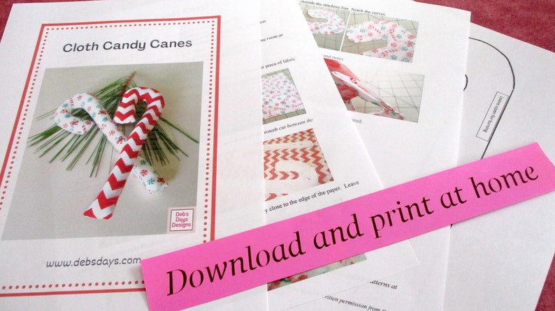 Cloth Candy Canes PDF SEWING PATTERN, Digital Download, How to Make ...