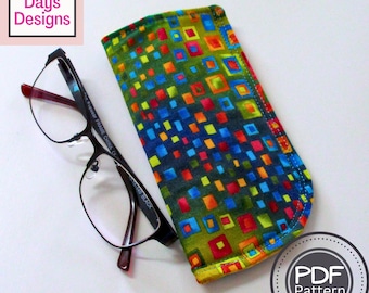 Soft Sided Eyeglass Case PDF SEWING PATTERN, Digital Download, How to Make a Fabric Cover for Eye Wear, Handmade Glasses Holder Tutorial