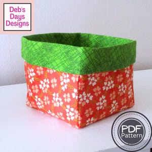 Fabric Storage Bin PDF SEWING PATTERN, Digital Download, How to Make a Handmade 5" x 5" Organizer Basket, Easy Beginner Tutorial