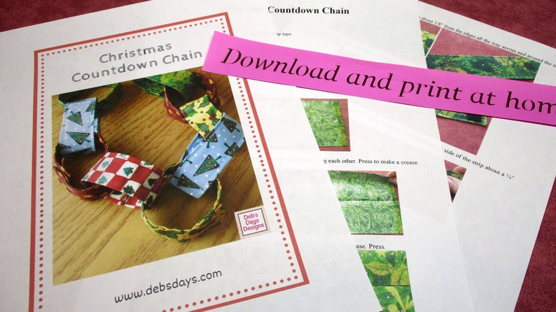 Countdown Chain Garland PDF SEWING PATTERN, Digital Download, How to Make Fabric Christmas Tree Decor, Hanging Advent Calendar Tutorial Bild 2