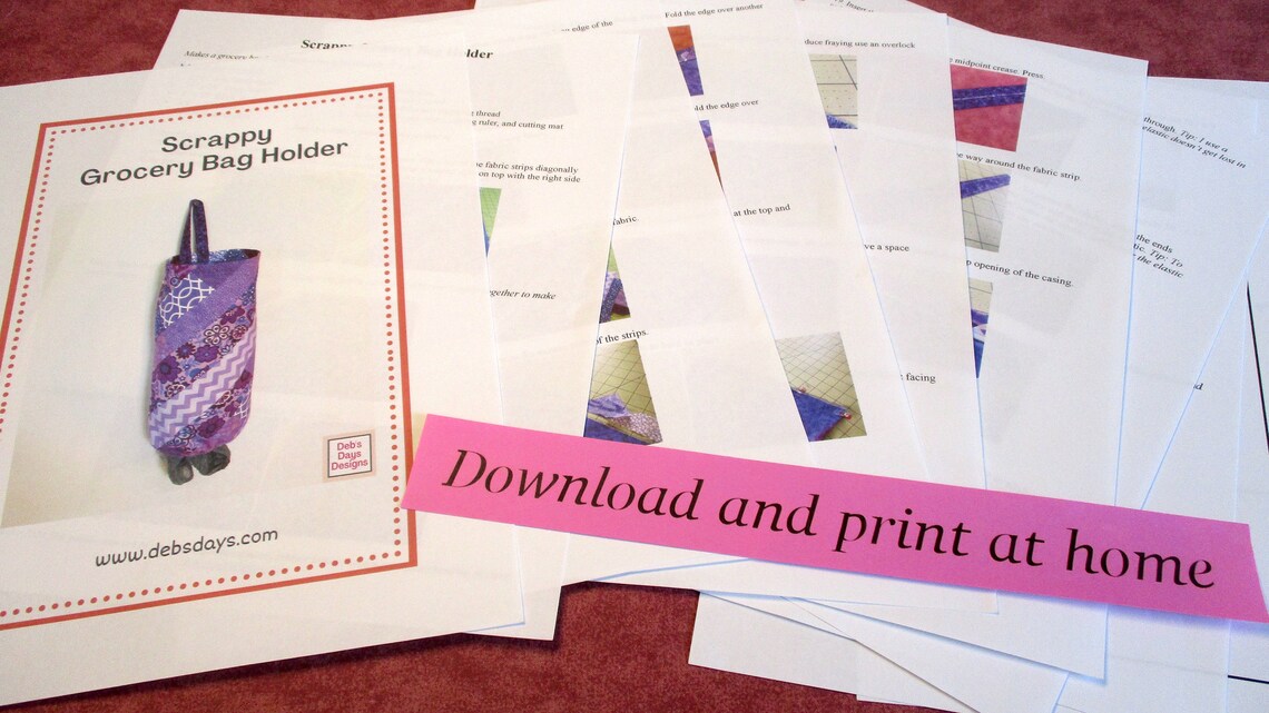 Scrap Fabric Grocery Bag Holder PDF SEWING PATTERN, Digital Download ...