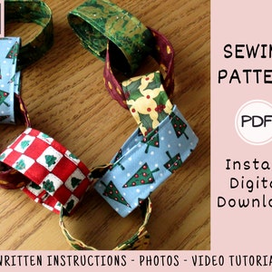 Countdown Chain Garland PDF SEWING PATTERN, Digital Download, How to Make Fabric Christmas Tree Decor, Hanging Advent Calendar Tutorial image 3