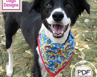 Dog Bandana PDF SEWING PATTERN Digital Download, How to Make an Over the Collar Pet Scarf, Easy Animal Kerchief Tutorial, xs s l xl
