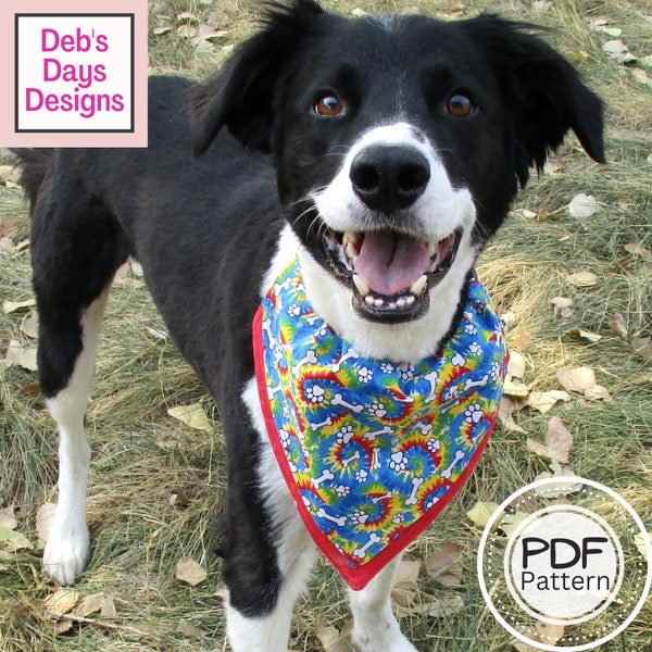 Dog Bandana PDF SEWING PATTERN Digital Download, How to Make an Over the Collar Pet Scarf, Easy Animal Kerchief Tutorial, xs s l xl