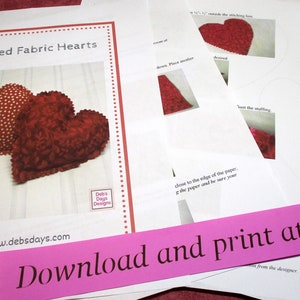 Valentine's Day Quilted Crafts PDF SEWING PATTERN Bundle, Digital Download, How to Make Simple Fabric Projects, February Decor Tutorial image 5