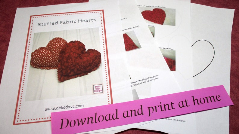 Valentine's Day Quilted Crafts PDF SEWING PATTERN Bundle, Digital Download, How to Make Simple Fabric Projects, February Decor Tutorial image 5