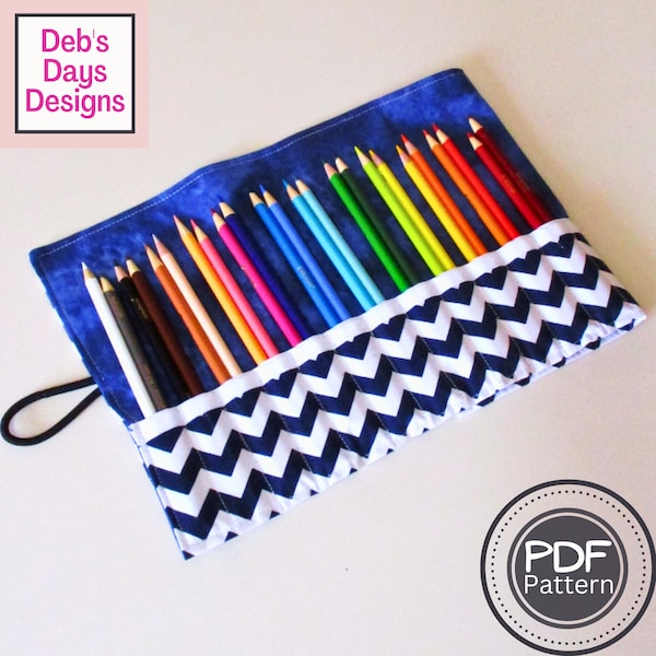 Roll-Up Pencil Holder PDF SEWING PATTERN, Digital Download, How to Make a Handmade Cloth Coloring Pencil Organizer, Storage Roll Tutorial