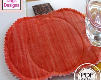 Pumpkin Coasters PDF SEWING PATTERN, Digital Download, How to Make a Quilted Fabric Drink Coaster Set, Easy Fall Tabletop Crafting Tutorial