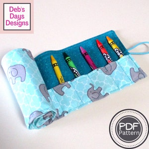 Crayon Roll PDF SEWING PATTERN, Digital Download, How to Make a Handmade Roll Up Fabric Organizer, Cloth Crafts for Kids Tutorial