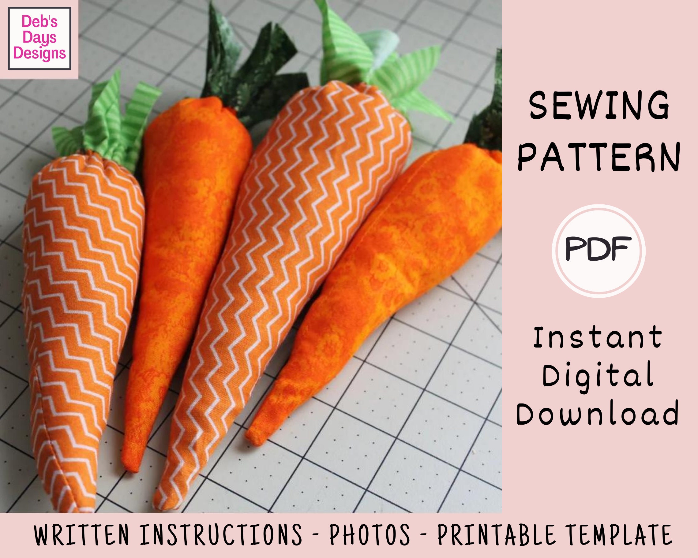 Fabric Carrots PDF SEWING PATTERN Instant Digital Download Etsy Fabric Carrots PDF SEWING PATTERN Instant Digital Download Etsy