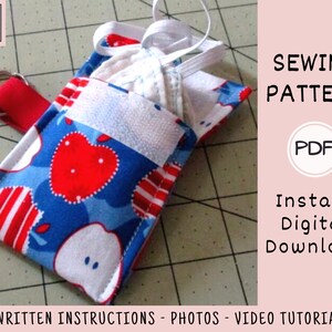 Keychain Pouch PDF SEWING PATTERN, Digital Download, How to Make a Handmade Fabric Storage Container, Clip On Backpacks and Purses, Tutorial image 3