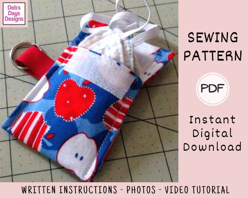 Keychain Pouch PDF SEWING PATTERN, Digital Download, How to Make a Handmade Fabric Storage Container, Clip On Backpacks and Purses, Tutorial image 3