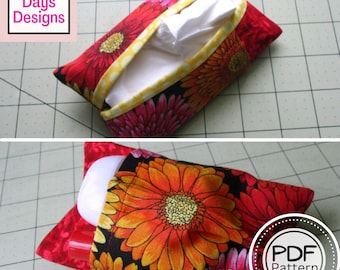 Pocketed Tissue Holder PDF SEWING PATTERN, Digital Download, How to Make a Handmade Travel Tissue Cover, Quick Last Minute Gift Tutorial