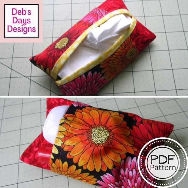 Pocketed Tissue Holder PDF SEWING PATTERN, Digital Download, How to Make a Handmade Travel Tissue Cover, Quick Last Minute Gift Tutorial
