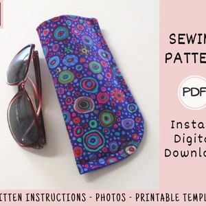 Soft Sided Sunglasses Case PDF SEWING PATTERN, Digital Download, How to Make a Padded Fabric Cover for Eye Wear, Easy Holder Tutorial image 3