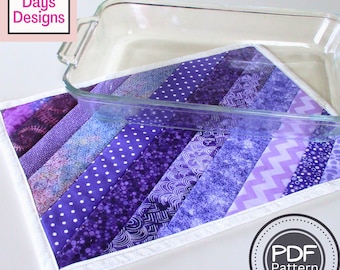 Extra Large Quilted Hot Pad PDF SEWING PATTERN, Digital Download, How to Sew a Handmade Fabric Strip Trivet for Casserole Dishes Glass Pans