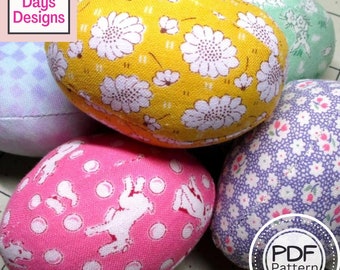Fabric Easter Eggs PDF SEWING PATTERN, Digital Download, How to Make Handmade Stuffed Cloth Eggs, Spring Craft Tutorial