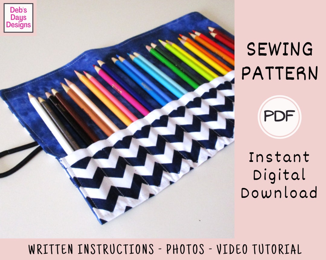 Rollup Pencil Holder PDF SEWING PATTERN, Digital Download, Make a