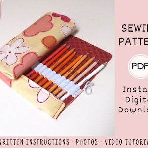 Pencil Case Roll PDF SEWING PATTERN, Digital Download, How to Make a Handmade Roll Up Coloring Pencil Organizer, Storage Holder Tutorial image 4