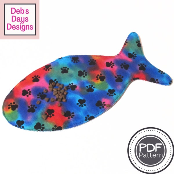 Cat Placemat PDF SEWING PATTERN, Digital Download, How to Make a Fabric Fish-Shaped Water and Food Bowl Mat, Easy Kitty Craft Tutorial