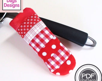 Quilted Pot Handle Cover PDF SEWING PATTERN, Digital Download, How to Make a Cast Iron Skillet Protector, Scrap Fabric Kitchen Project