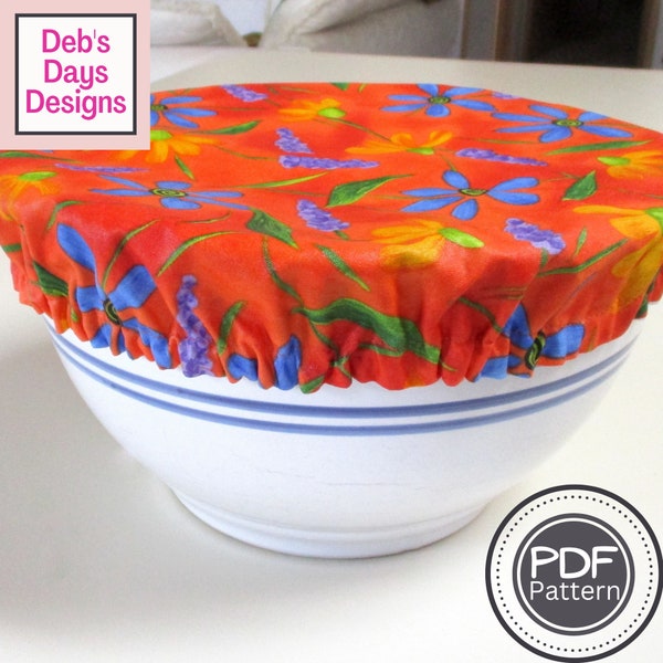 Cloth Bowl Covers PDF SEWING PATTERN, Digital Download, How to Make Fabric Reusable Round Dish Food Protectors, Quick Kitchen Tutorial