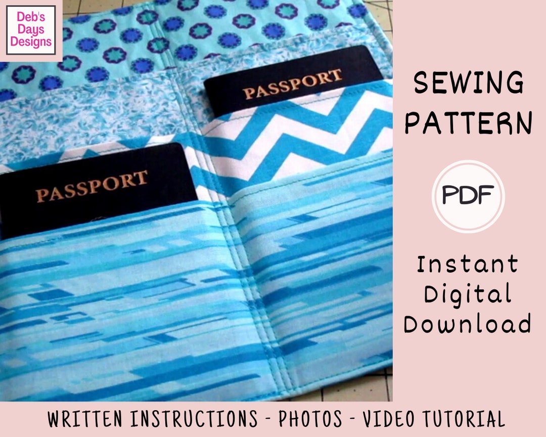 Family Passport Holder PDF SEWING PATTERN, Digital Download, How to Sew