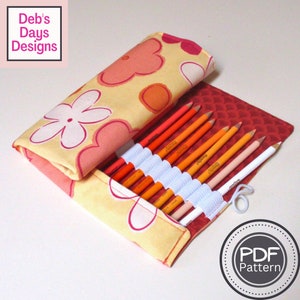 Pencil Case Roll PDF SEWING PATTERN, Digital Download, How to Make a Handmade Roll Up Coloring Pencil Organizer, Storage Holder Tutorial image 1