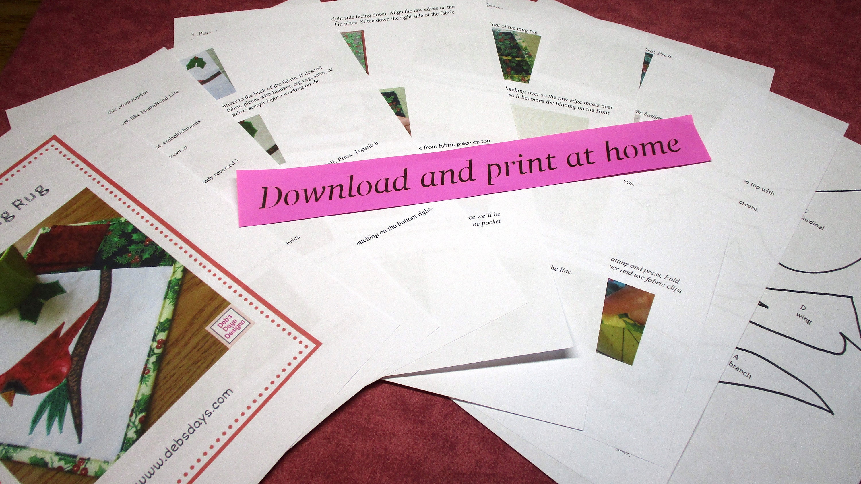 Cardinal Mug Rug PDF SEWING PATTERN, Digital Download, How to Make an ...